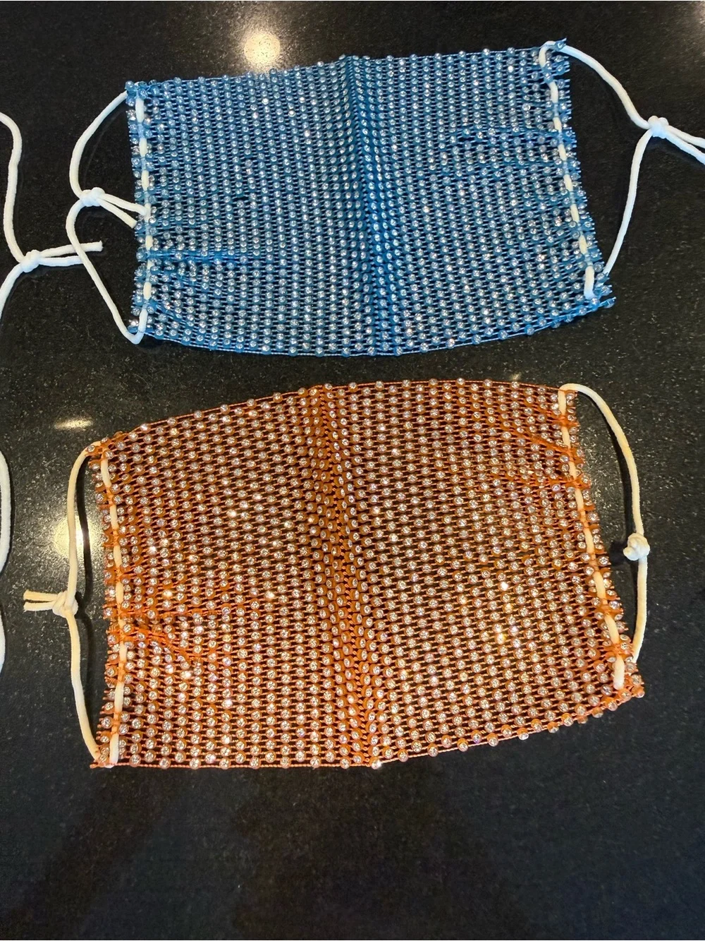 Rhinestone Mesh Face Masks - Blue, Orange, Pink, Lime
